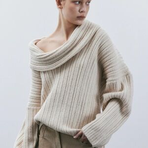 Source Unknown Becca Oversized High Roll Knit Pullover - BIRCH